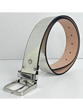 Kate Spade Iridescent Studded Belt Shiny White Metal Square Buckle 33"